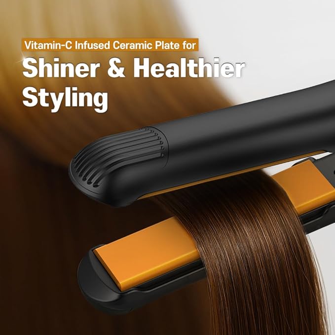 GLAMPALM Hair Straightener 1" Ceramic Flat Iron Infused with Vita C, Korea's No.1 Professional Salon Tool with 3D Swivel Cord & Dual Voltage,11 Heat Settings(220°–450°), 25s Fast Heat-Up (GP201)