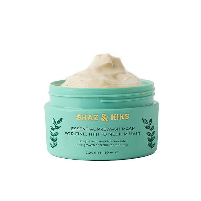 SHAZ & KIKS Essential Prewash Scalp+Hair Mask for Fine, Thin to Medium Hair | Deliver 35+ Essential Nutrients to Build Long-term Health | Stimulate Growth & Thicken Fine Strands | Color-Safe | 90ml