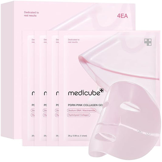 medicube Jelly Gel Mask with Salmon DNA PDRN Pink Collagen | Overnight Face Mask for Glass Glow Skin | Elasticity, Hydrating, Firming and Moisturizing | Korean Skincare, 28g x 4ea