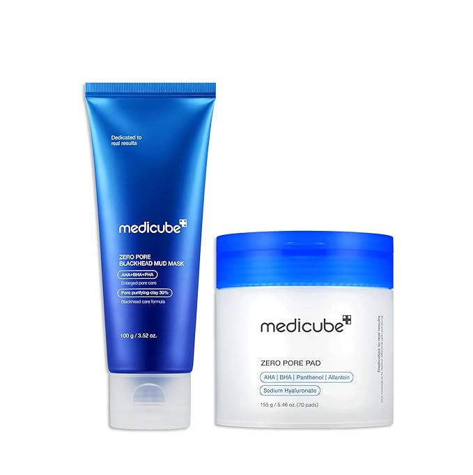medicube All-in-One Duo for Pore and Skin Texture Care: Zero Pore Pads 2.0 and Zero Pore Blackhead Mud Facial Mask | Korean Skincare, Skincare Sets