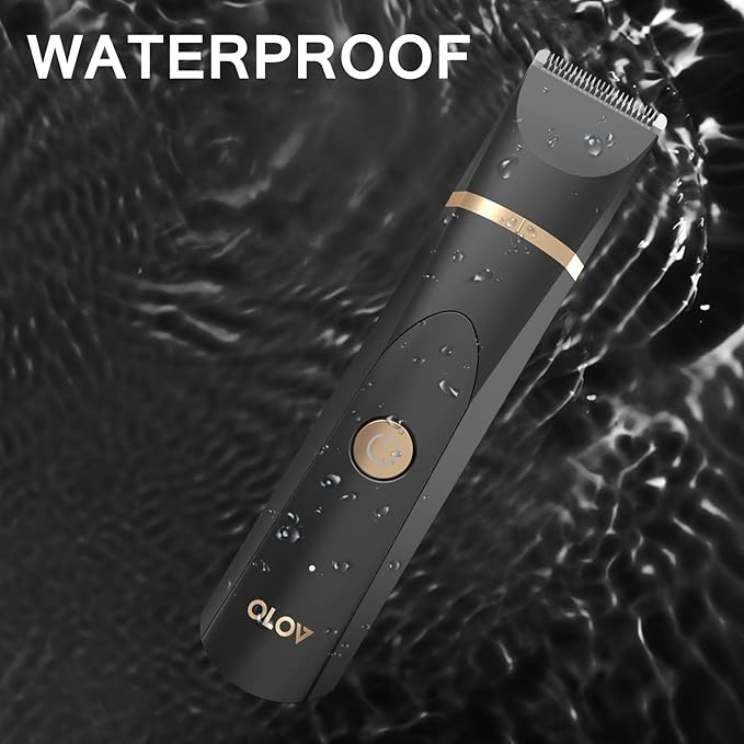 Electric Body Hair Trimmer - Groin Trimmer for Men - Bikini Trimmer Women - Wet/Dry Shaver Groomer, Replaceable Ceramic Blade Heads, USB Recharge Dock, Hygiene Razor, Christmas Gift Wrapping, Black