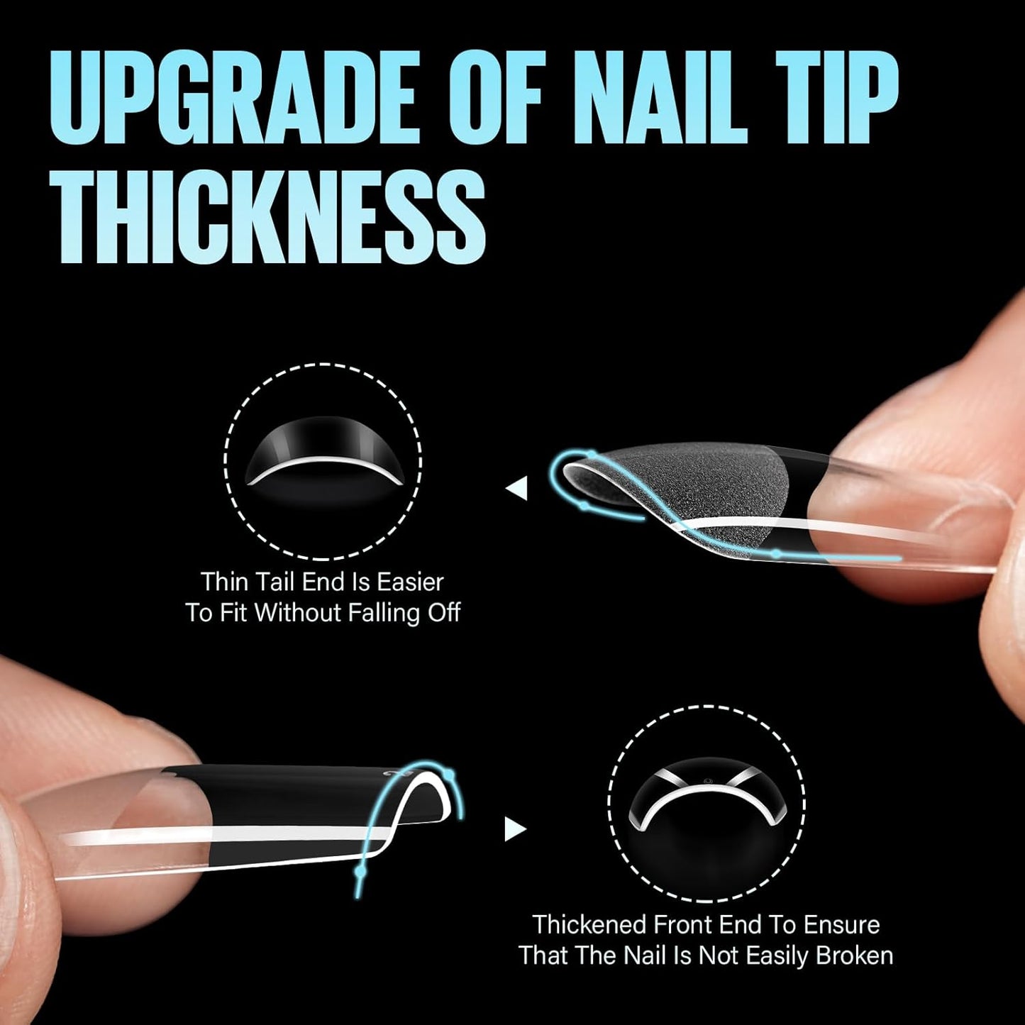 TOMICCA Medium Square Nail Tips, 504Pcs Half Matte Press on Full Cover Acrylic Nails, 12 Sizes Pre-Shape Soft Acrylic Fake Nail Tips for Nail Extension Art Home DIY Nail Salon