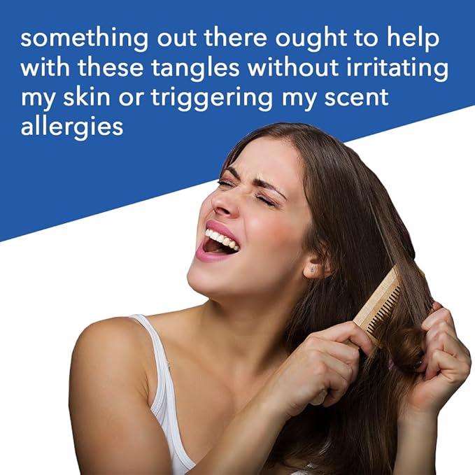 Detangler plus Styling Hair Spray 8 oz - Heat Protectant and Blowout Spray - Leave in Conditioner for Sensitive Skin - Fragrance Free Hypoallergenic Unscented - Anti Frizz Vegan Cruelty Free