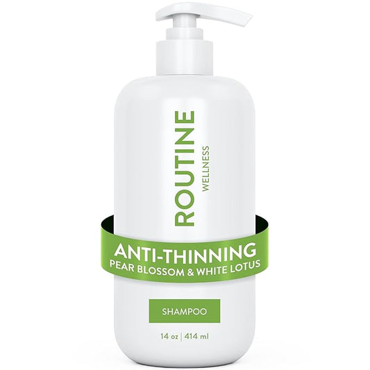 Routine Wellness Anti-Thinning Volumizing Shampoo for Thinning Hair & Hair Loss - Grow Your Confidence with Biotin & DHT Blockers - 14 oz Shampoo - Pear Blossom & White Lotus