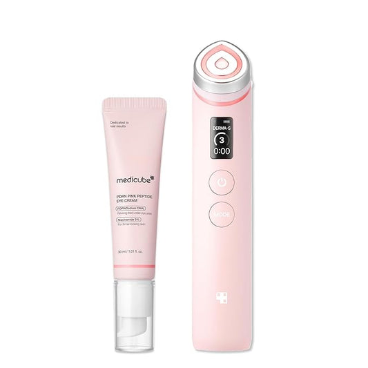 medicube Booster Pro Facial Device & Eye Care Duo: Salmon DNA PDRN Pink Eye Serum and Booster Pro Pink | Retinol and PDRN For Firmer-Looking, Plumper Looking Skin and Smoother Skin