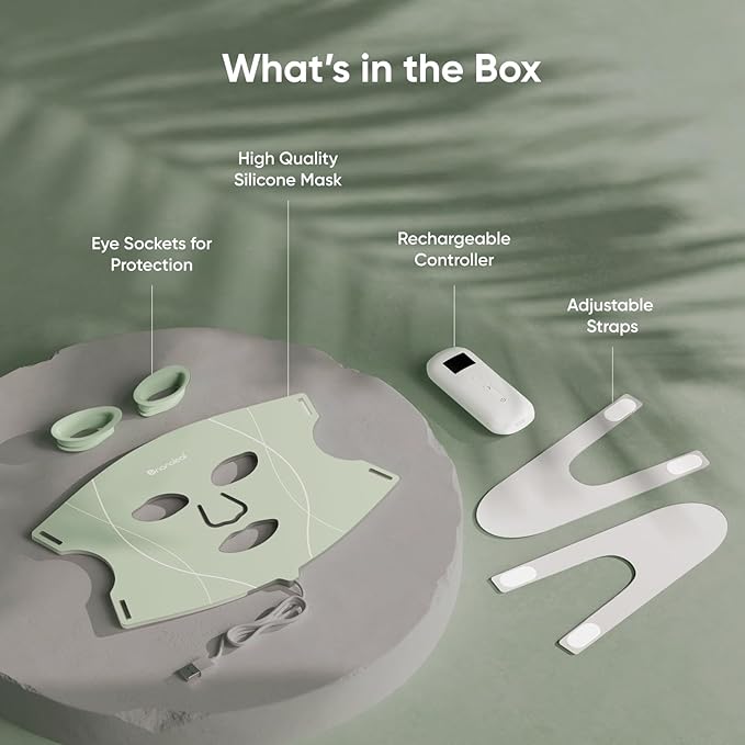 Nanoleaf FDA-Cleared LED Light Therapy Face Mask with 7 Treatment Modes - Professional Red & Blue Light with NIR Facial Device for Anti-Aging - 432 LEDs, Rechargeable