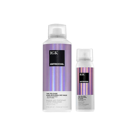 IGK Antisocial Dry Hair Mask – Leave-in Overnight Mask | Hair Bond-Building Treatment for Dry Hair | Overnight Hydration & Shine | Repairs, Softens & Perfect for Extensions | Full + Travel