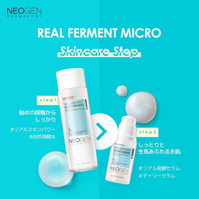 NEOGEN DERMALOGY Real Ferment Micro Serum 1.01 Fl Oz (30 ml) - Facial Serum with Naturally Fermented ingredients (Rice) & Hyaluronic Acid for Hydrated and Healthy skin - Korean Skin Care