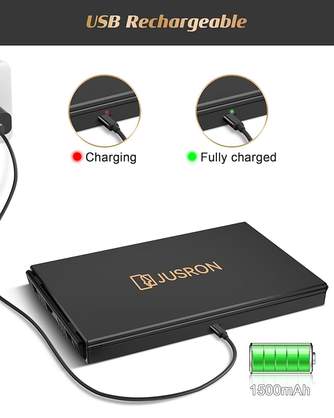 JUSRON 360 Viewing Angle Self Hair Cutting Mirror, Clear Anti-Fog HD Glass (Black with LED with Accessories)