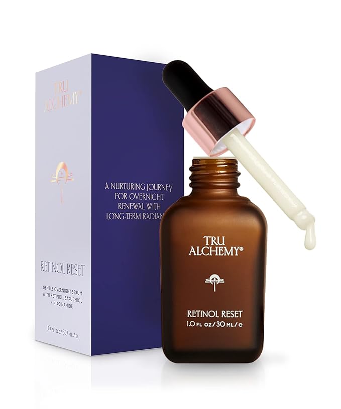 Tru Alchemy Retinol Reset Revitalizing Retinol Serum for face - Wrinkle Appearance Serum & Cream for Face w/Bakuchiol, Niacinamide for Overnight Renewal w/Long-Term Radiance - 1 fl oz (2-Pack)