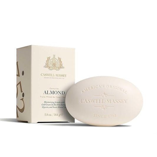 Caswell-Massey Almond Natural Bar Soap for Men & Women, Moisturizing Body Soap Bar for All Skin Types, Made with Essential Oils & Plant-Based Formula for Soft Skin, Made in USA, 5.8 oz