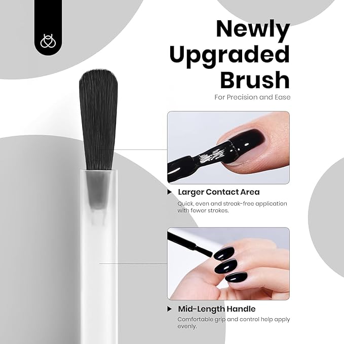 Beetles Black White Gel Polish Kit - 2 Colors Hema Free Soak Off UV Gel Polish Set Same Color Same Bottle Design Manicure Salon DIY at Home for Women
