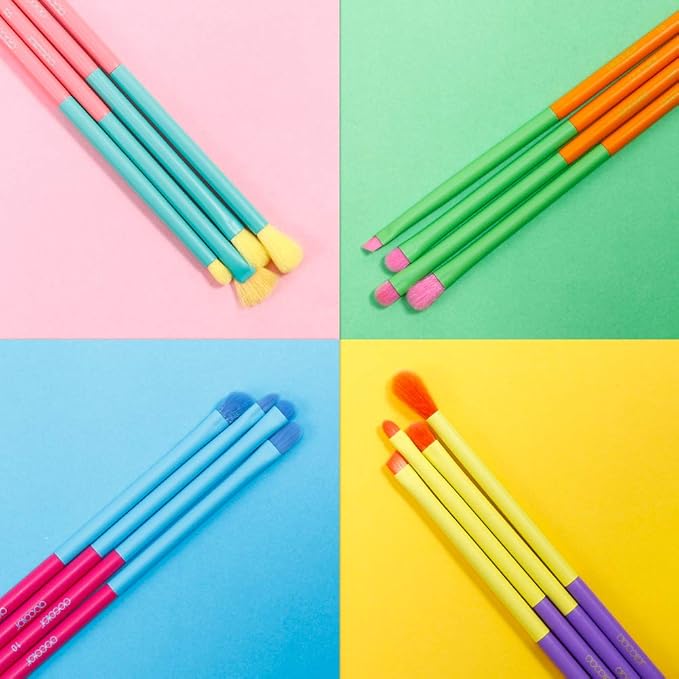 Docolor Eye Makeup Brushes 16pcs Colorful Eyeshadow Makeup Brush Set Professtional Eyeshadow Brushes with Soft Synthetic Hairs & Real Wood Handle for Eyeshadow, Eyebrow, Eyeliner, Blending
