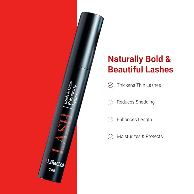 LifeCell Lash Serum, Enhancing Eyelash and Eyebrow Serum for Long Thick Lashes and Brows - Natural Growth Booster, Conditioner, and Thickener for Amplifying Length
