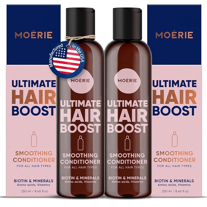 Moerie Ultimate Hair Growth Conditioner – For Longer, Thicker, Fuller Hair - Vegan Friendly Volumizing Hair Products – Paraben & Silicone Free – All Hair Types – Reverse Hair Loss – Double Set