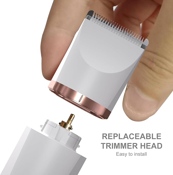 Electric Body Hair Trimmer - Groin Trimmer for Men - Bikini Trimmer Women - Wet/Dry Shaver Groomer, Replaceable Ceramic Blade Heads, USB Recharge Dock, Hygiene Razor, Christmas Gift Wrapping, White