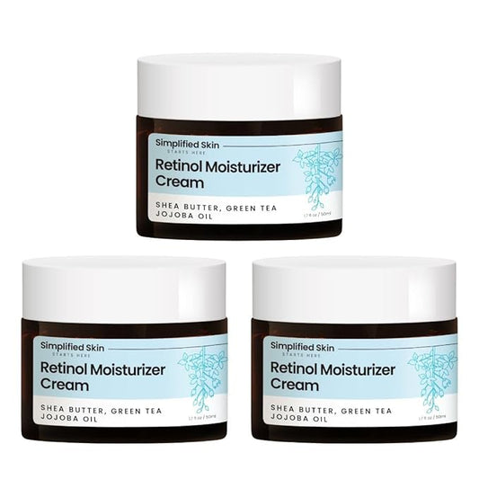 Retinol Cream for Face (3-Pack) – 2.5% Retinol Moisturizer for Fine Lines, Firming & Collagen Boost – Anti-Aging Night Wrinkle Cream with Hyaluronic Acid – 1.7 Oz