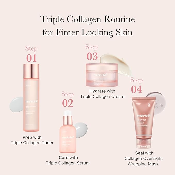 medicube Triple Collagen Nourish and Hydrate Duo: Triple Collagen Cream and Triple Collagen Serum | Niacinamide, Hyaluronic Acid for Glowing, Fimer-Looking Skin | Korean Skin Care, Valentines Day Gift