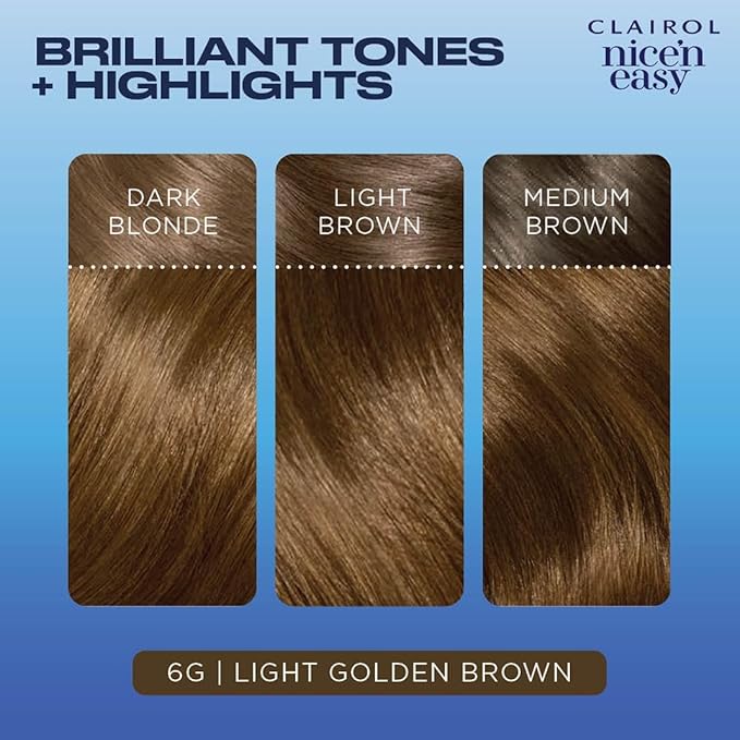 Clairol Nice'n Easy Permanent Hair Dye, 6G Light Golden Brown Hair Color, Pack of 1