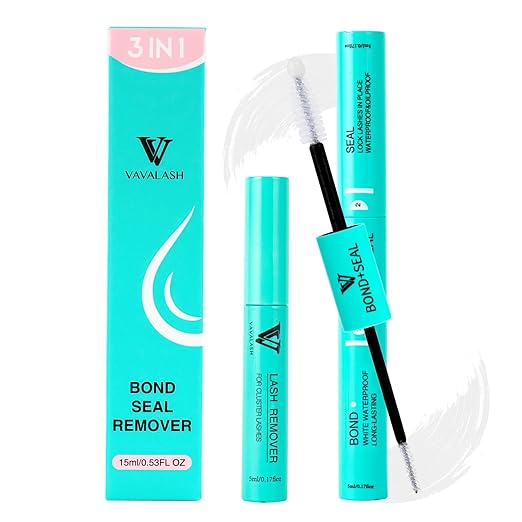 VAVALASH 3 in 1 Clear Lash Bond and Seal Clusters Glue Lash Remover, Waterproof Cluster Lash Glue for DIY Eyelash Extension Strong Hold Individual for DIY Lashes at Home (White)