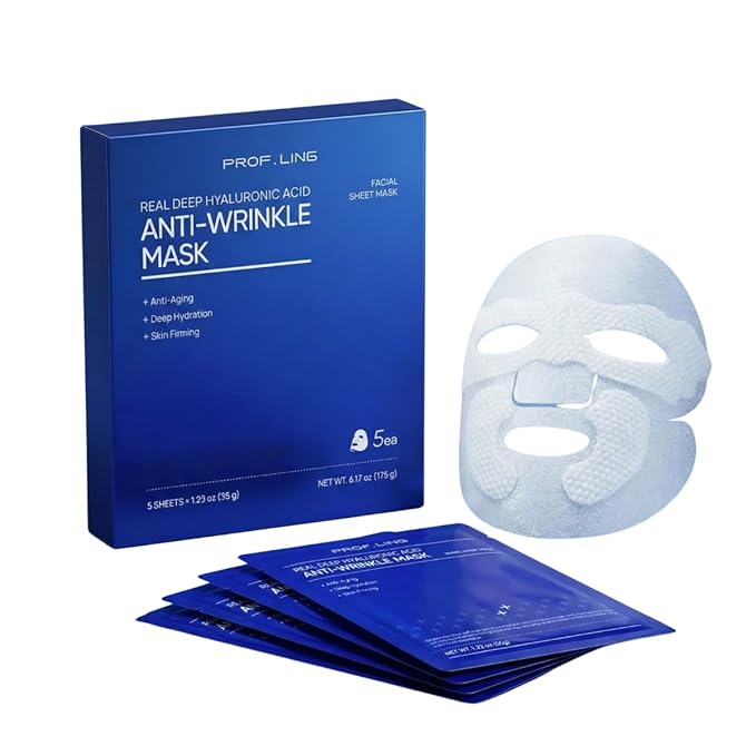 Full-Spectrum Hyaluronic Acid Face Mask – Deep Hydration & Anti-Wrinkle Lifting Sheet Mask, Plumping & Firming Treatment for Fine Lines, Elasticity Boosting Hydrating Facial Mask-5ea