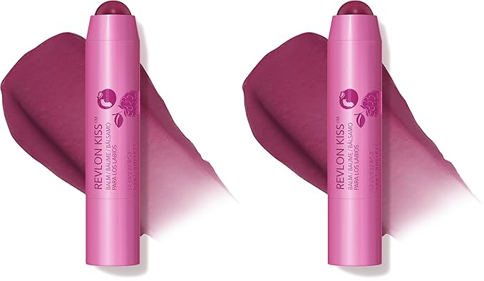 Revlon Lip Balm, Kiss Tinted Lip Balm, Face Makeup with Lasting Hydration, SPF 20, Infused with Natural Fruit Oils, 035 Berry Burst, 0.09 Oz (Pack of 2)