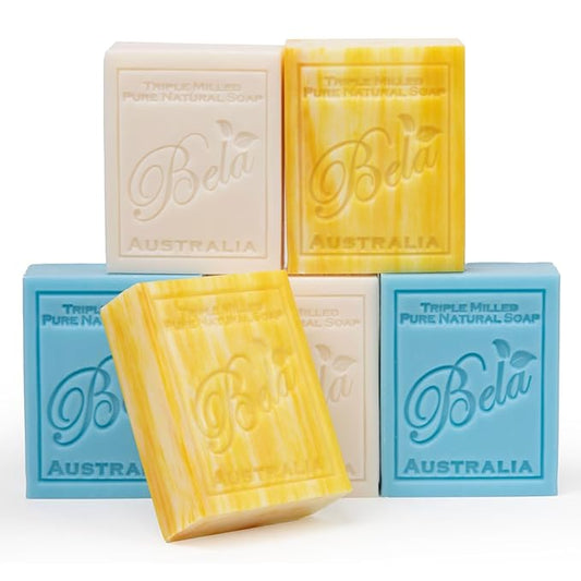 BELA Soap Bar Variety Pack, Pure Goats Milk, Honey, and Sea Salt, Long Lasting, Triple Milled Face Hand and Body Soap Enriched with Organic Shea Butter