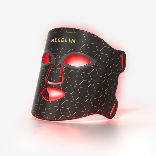 MEGELIN 7 Colors Led Light Therapy Facial Mask, Face Light Therapy Mask for Face, Reduce Wrinkles Smooth Skin, Infrared Light Skin Rejuvenation(Black)
