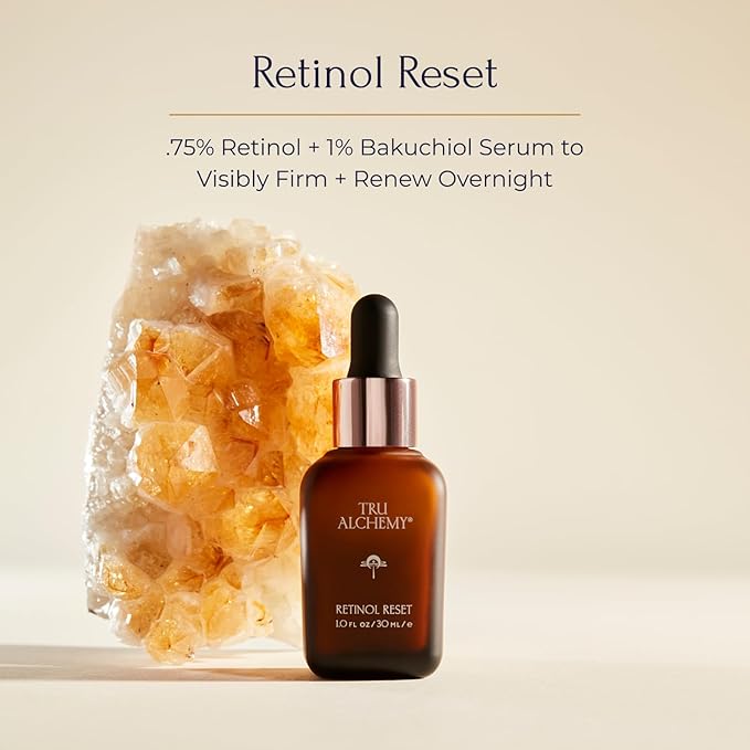 Tru Alchemy Retinol Reset Revitalizing Retinol Serum for face - Wrinkle Appearance Serum & Cream for Face w/Bakuchiol, Niacinamide for Overnight Renewal w/Long-Term Radiance - 1 fl oz