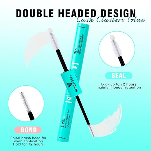VAVALASH 3 in 1 Clear Lash Bond and Seal Clusters Glue Lash Remover, Waterproof Cluster Lash Glue for DIY Eyelash Extension Strong Hold Individual for DIY Lashes at Home (White)