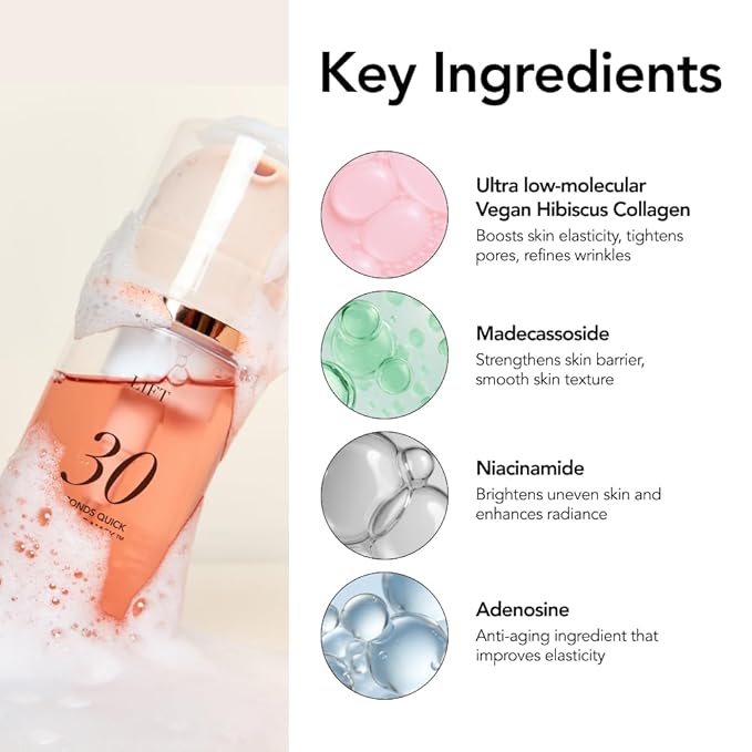 MENOKIN 30 Seconds Quick Bubble Mask [LIFT] - [Collagen] & Niacinamide in Micro-bubbles for Anti Aging, Boost Elasticity, Fine Lines, Korean Glass Skin Care Essential, 50 Uses, 2.36 fl.oz