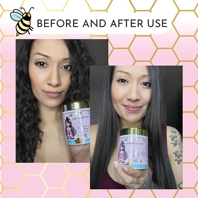 Japanese BTX Hair Mask for Damaged Hair B-TOX – Collagen & Keratin Treatment with Beeswax & Seaweed, Anti-Frizz, Protein Repair, Formaldehyde-Free,16.9 oz | Collagen & Keratin