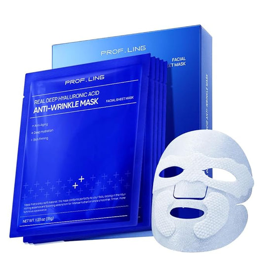 Full-Spectrum Hyaluronic Acid Face Mask – Deep Hydration & Anti-Wrinkle Lifting Sheet Mask, Plumping & Firming Treatment for Fine Lines, Elasticity Boosting Hydrating Facial Mask-5ea