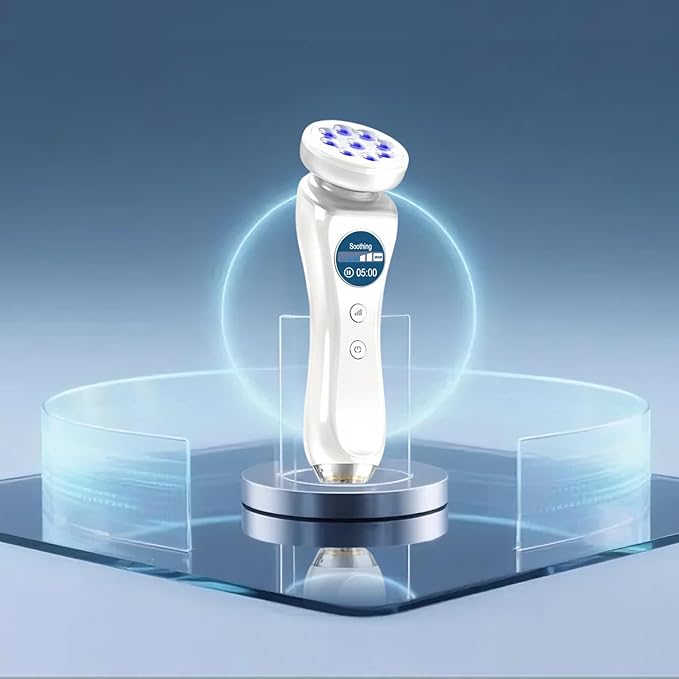 5-in-1 Beauty Massager for Face and Neck, Facial Massager for Skin Care, Red Light, Thermal, and Vibration Technologies, Improve, Firm,Tightening and Smooth Has Skin Detection Function