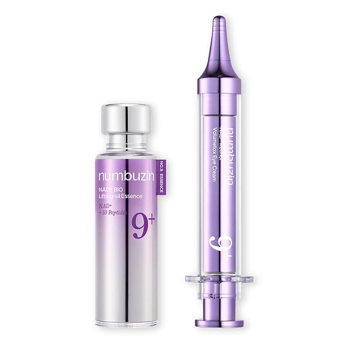numbuzin No.9 NAD+ Lifting & Wrinkle Care Set | NAD+ BIO Lifting-sil Essence + Retinol Volumetox Eye Cream | Firming, Reduce Wrinkles, Fine Lines | Peptides | Serum for Sagging, Aging, Dull Skin