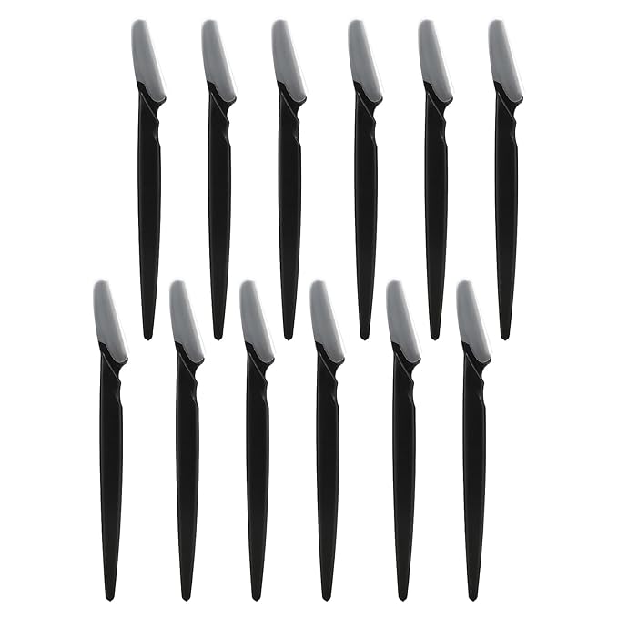 Kitsch Dermaplane Razor for Women Face – Face Razors for Women & Men, Eyebrow Trimmer & Face Shaver – Exfoliating Facial Razor & Skin Care Tool for Smoother Skin - Black, 12 pcs