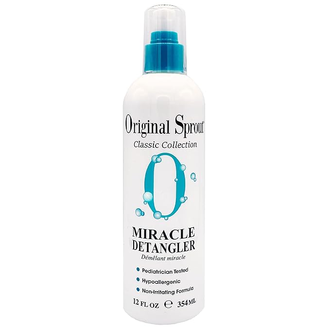 Original Sprout Miracle Detangler Spray, Lightweight Non-Greasy Leave-In Conditioner Spray for All Hair Types, Smooths, Softens & Detangles, Vegan, Cruelty-Free, Safe for Kids & Adults, 12 fl oz