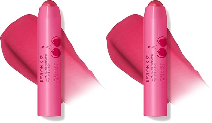 Revlon Lip Balm, Kiss Tinted Lip Balm, Face Makeup with Lasting Hydration, SPF 20, Infused with Natural Fruit Oils, 030 Sweet Cherry, 0.09 Oz (Pack of 2)