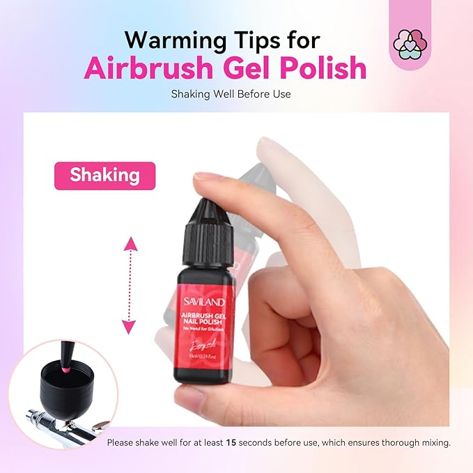 SAVILAND Airbrush Gel Nail Polish Hema-Free: Dilution-Free Fluorescent Airbrush Shine All Night Long,12 Colors Non-Acetone Glows in The Dark for Nails French Manicure DIY Salon & Party & Bar Social