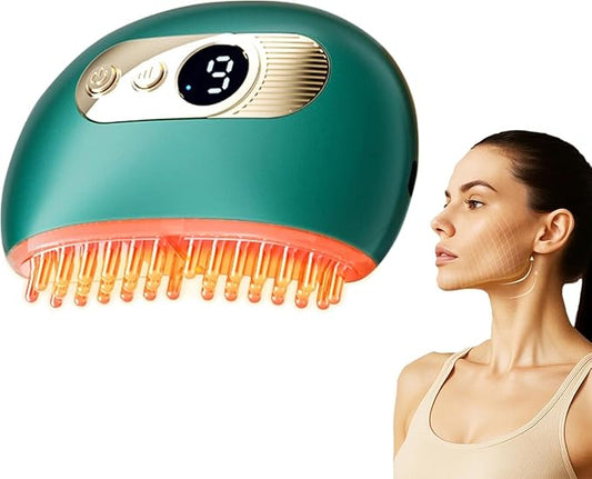 Lymphatic Contour Face Brush – Face Massager for Lymphatic Drainage, Double Chin Reducer, and Facial Sculpting – Gentle Vibrating Lymphatic Drainage Tool for Jawline & Puffiness (Green)