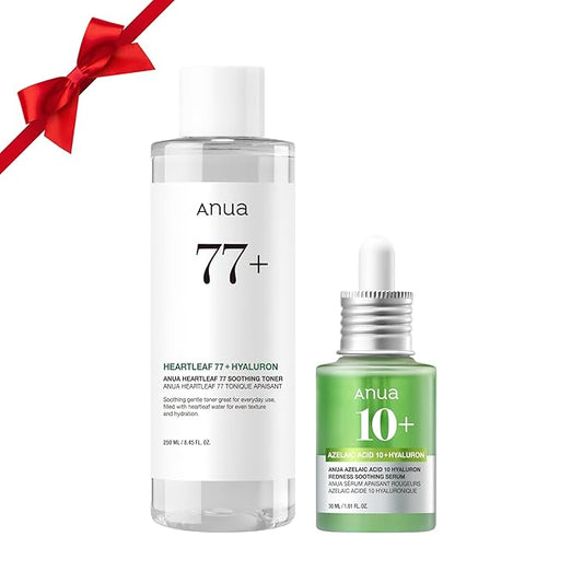 ANUA Gentle Soothing Starter Duo, Azelaic Acid & Heartleaf 77 Soothing Toner, Hydrating, Calming care for Sensitive Skin, Vegan, Korean Skincare Set