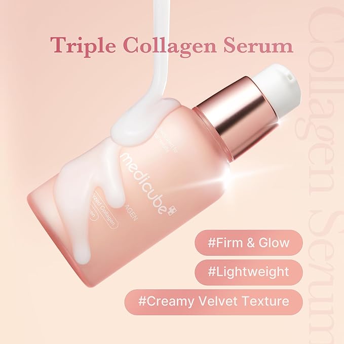 medicube Triple Collagen Nourish and Hydrate Duo: Triple Collagen Cream and Triple Collagen Serum | Niacinamide, Hyaluronic Acid for Glowing, Fimer-Looking Skin | Korean Skin Care, Valentines Day Gift