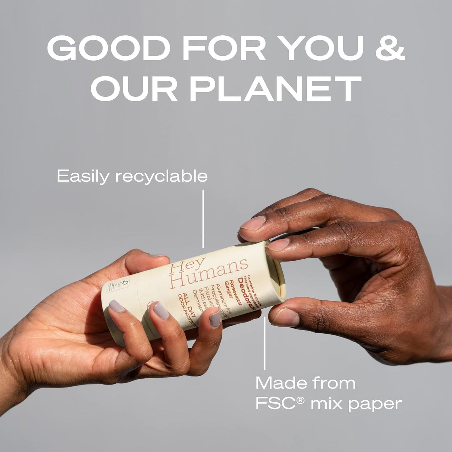 Hey Humans Deodorant, Aluminum Free Deodorant for Women and Men, Contains Naturally Derived Ingredients, All Day Odor Control, Refreshing Deodorant Essential Oils, Cedarwood Sage