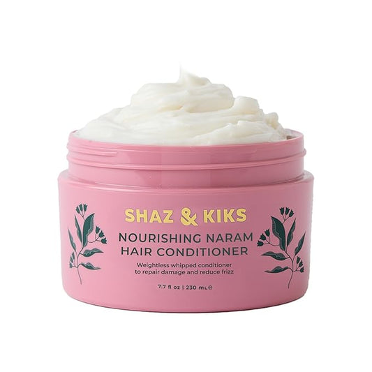 SHAZ & KIKS Nourishing Naram Conditioner | Weightless Whipped Conditioner to Repair Damage and Reduce Frizz | Visibly Softens and Protects Hair | Ashwagandha & Kokum Butter | Vegan, Color-Safe | 230ml
