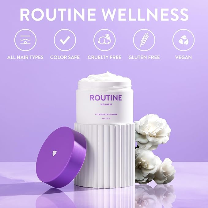 Routine Wellness Deep Conditioning Hair Mask - Bring Dry, Damaged Hair Back to Life – Hydrating Repair Treatment that Moisturizes, Strengthens & Adds Volume – Gardenia 8oz