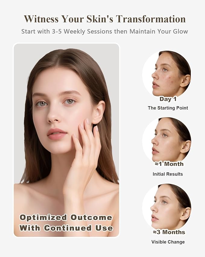 Gracekey Red Light Therapy for Face and Neck, 7-in-1 Colors LED Facial Light Therapy Mask with Neck Masks, 2000mAh Rechargeable Light Therapy with Timer for Home Use