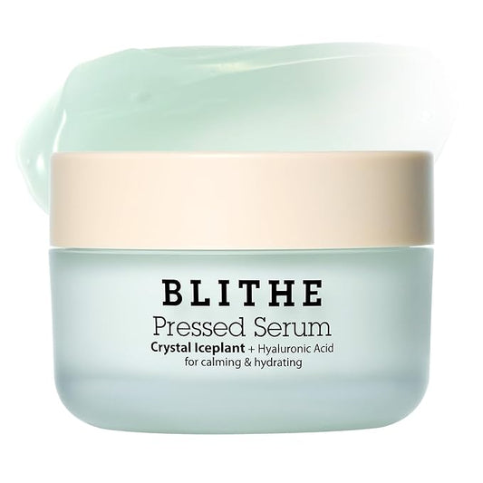BLITHE Pressed Serum Crystal Iceplant Face Moisturizing Gel - Kbeauty Best Skin Cream for Dry Skin, Korean Serum for Combination Skin & Redness Relief, Face Moisturizer for Dry Skin Cream 1.68 Oz