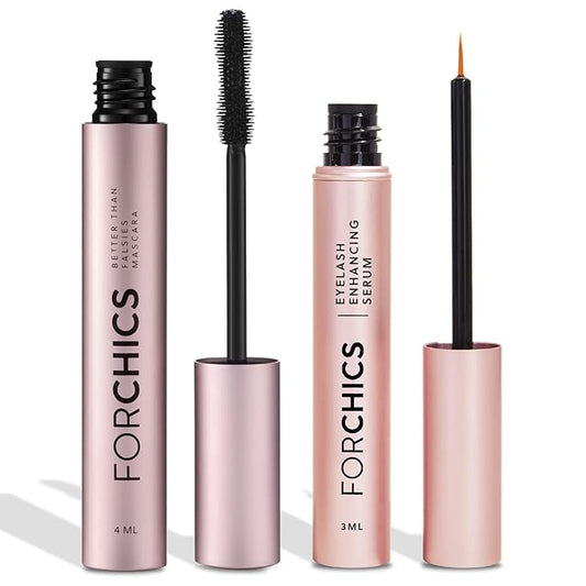 ForChics Lash Growth and Volume Duo - Growth Serum + Nourishing Mascara | 24/7 Lash Transformation System - Prostaglandin-Free, Hormone-Free - Instant Volume + Long-Term Growth