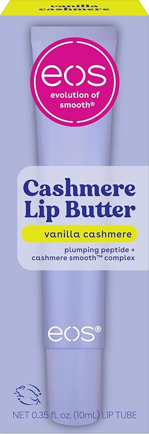 eos Cashmere Lip Butter - Vanilla Cashmere, Plumping Peptides, Smoothing, eos Lip Butter, Shea Butter, Lip Mask, Lip Moisturizer, Soft Lips, 0.35 fl oz