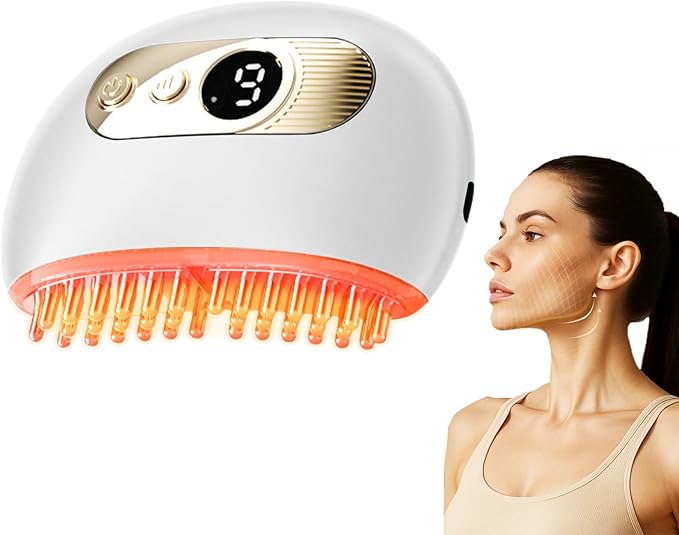 Lymphatic Contour Face Brush – Face Massager for Lymphatic Drainage, Double Chin Reducer, and Facial Sculpting – Gentle Vibrating Lymphatic Drainage Tool for Jawline & Puffiness - White